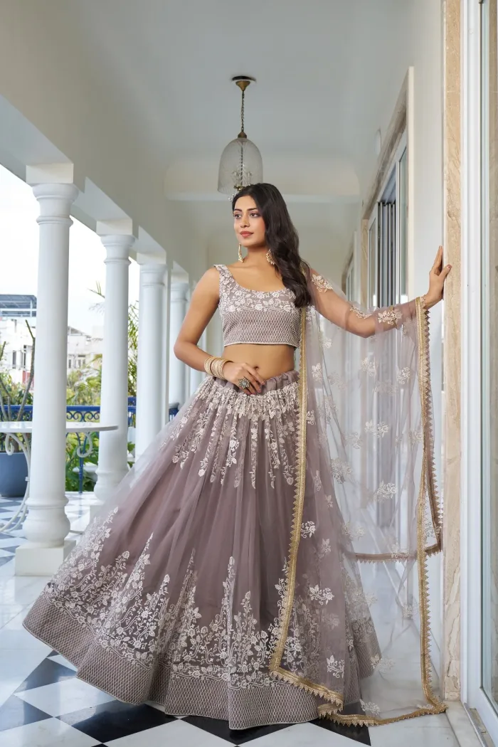 Light Dusty Brown Lehenga - Image 2