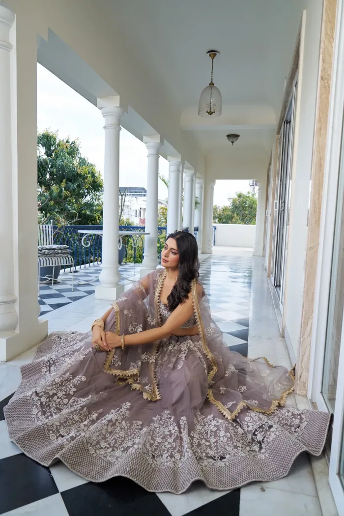 Light Dusty Brown Lehenga