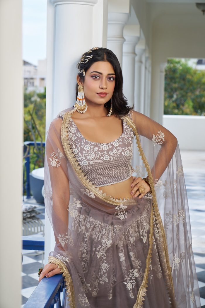 Light Dusty Brown Lehenga - Image 4