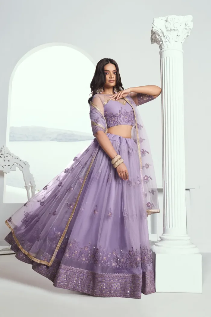 Lavender Butterfly Net Lehenga Choli