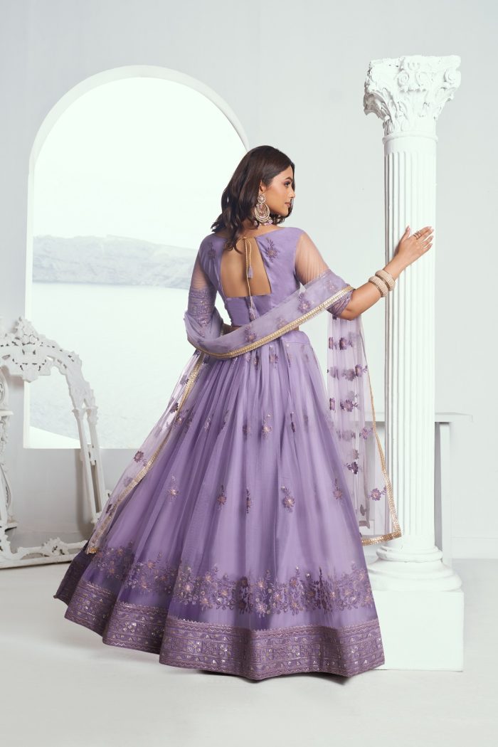 Lavender Butterfly Net Lehenga Choli - Image 5