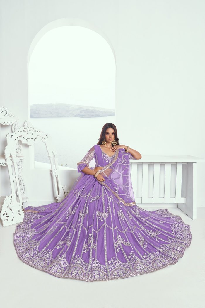 Pink Butterfly Net Lehenga Choli - Image 10
