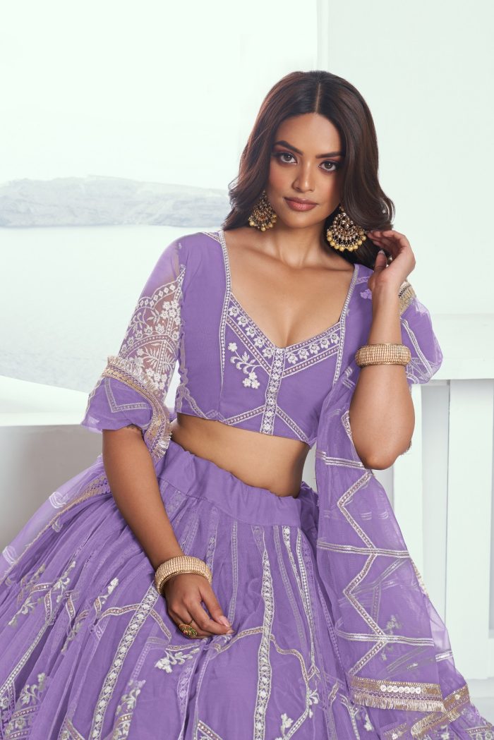 Pink Butterfly Net Lehenga Choli - Image 8
