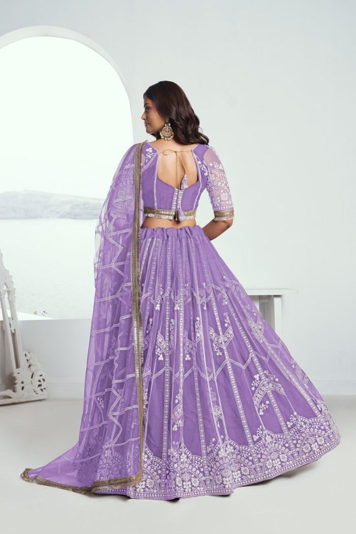 Pink Butterfly Net Lehenga Choli - Image 7
