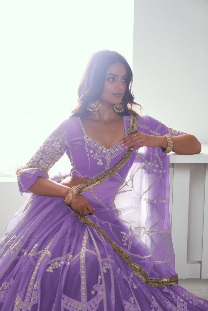 Pink Butterfly Net Lehenga Choli - Image 6