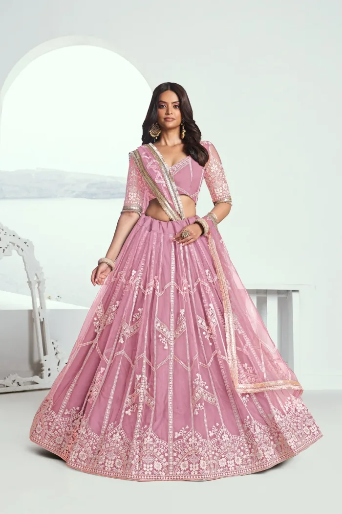 Pink Butterfly Net Lehenga Choli - Image 2
