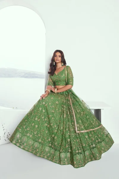 Pista Green Lehenga Choli