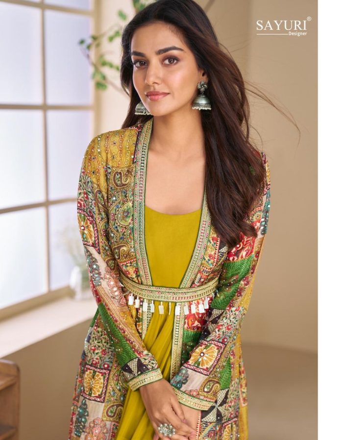 FABRIC - REAL GEROGETTE SHRUG - REAL SILK WITH HAND EMBELLISHED WORK ( EMBROIDERED )