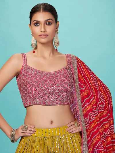 Heavy Georgette Lehenga Choli Sequins Zari Embroidery Work