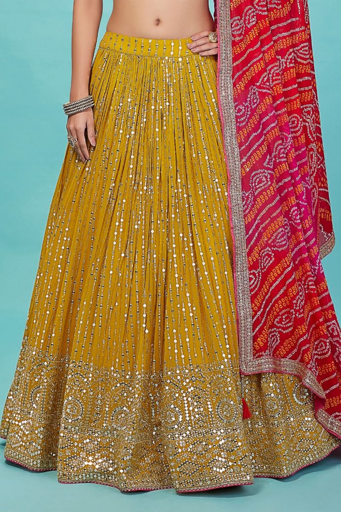 Heavy Georgette Lehenga Choli Sequins Zari Embroidery Work