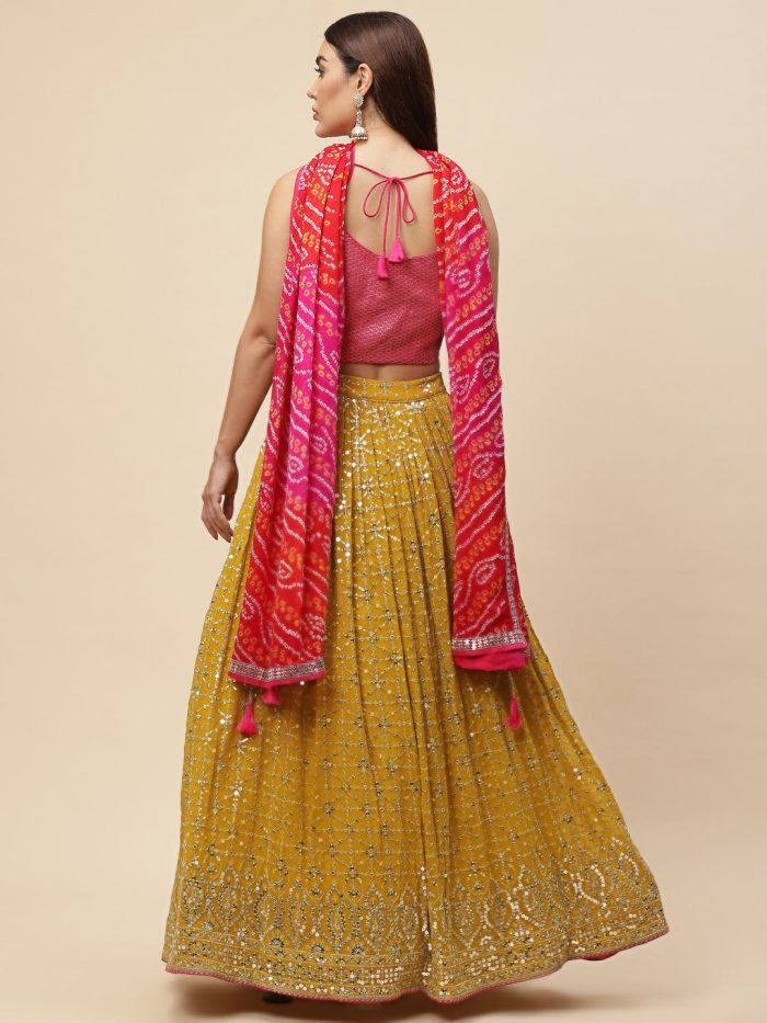 Heavy Georgette Luxurious Yellow Lehenga Choli Set - Image 4