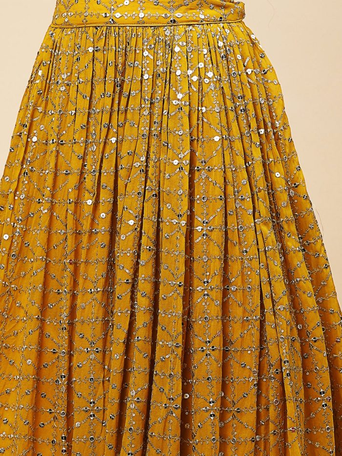 Heavy Georgette Luxurious Yellow Lehenga Choli Set - Image 6