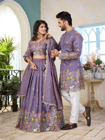 Crunchy silk Lehenga Work : Sequins and embroidery Work ( Handwork Look )
