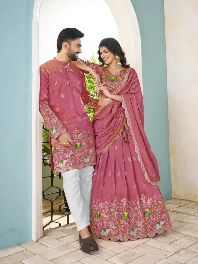 Crunchy silk Lehenga Work : Sequins and embroidery Work ( Handwork Look )