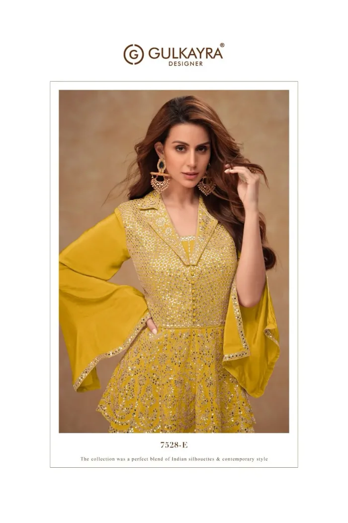 Mustard Yellow Peplum Top and Palazzo Set - Image 2