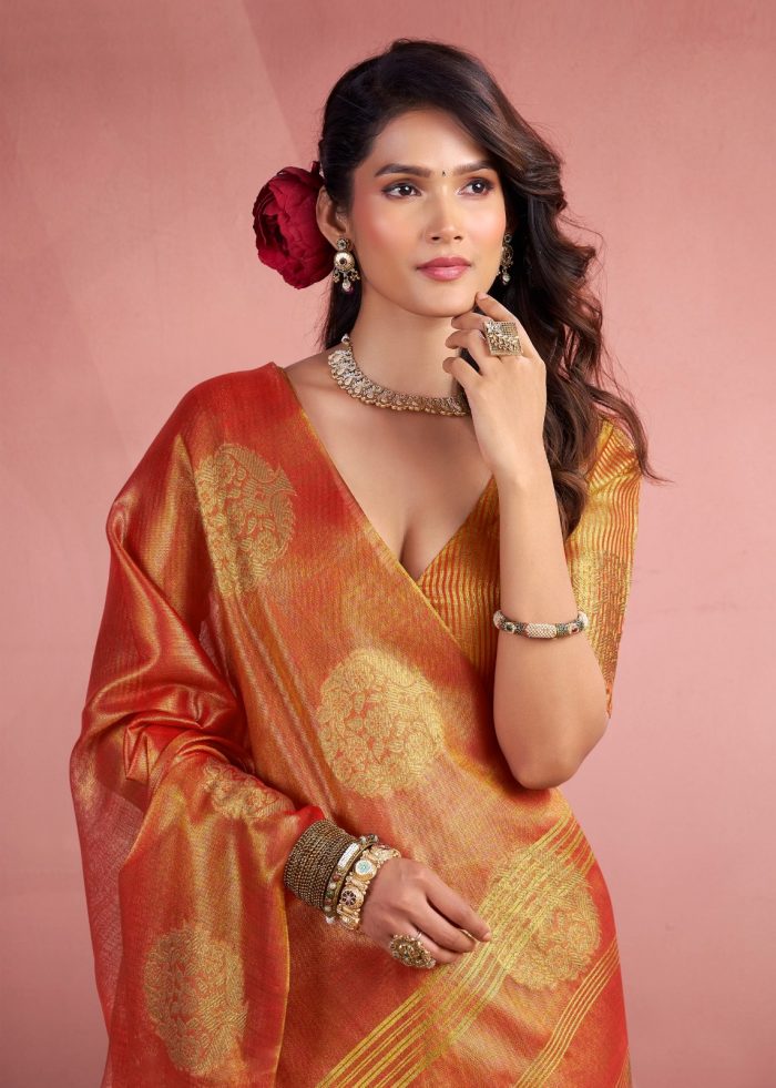 Elegance Saree MINI SILK Fabric - TISSUE FANCY WEAVING SAREE, Silk saree, Party wear, Fancy saree, Tissue silk- sarees-taneira sarees