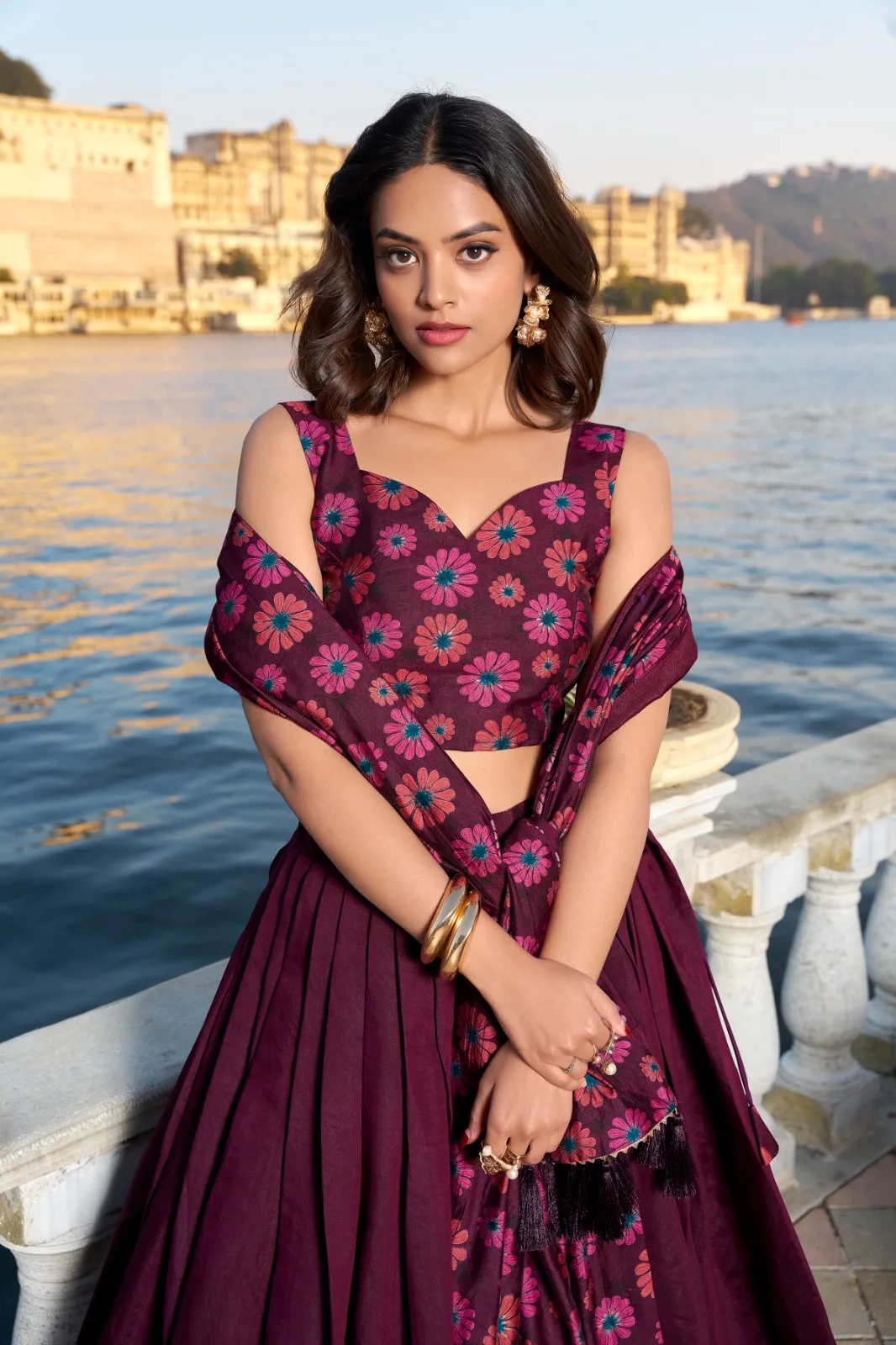 Blossom Boldly: Radiate Charm in Floral Printed Lehenga. floral printed lehenga, party wear lehenga for women, designer lehenga choli, wedding wear lehenga, festive printed lehenga, trendy lehenga online.