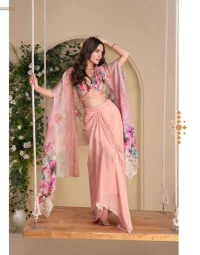Embroidered Shrug with Hand-Embellished Blouse & Palazzo