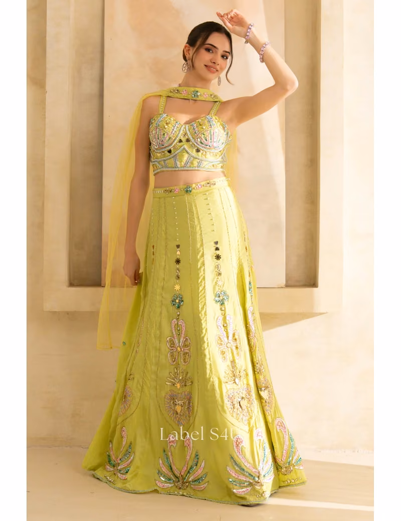 Designer-Lime-Green-Embellished-Lehenga-for-Wedding - Image 4