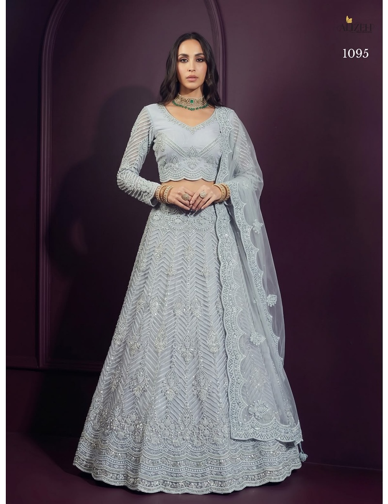 Designer Butterfly-Net & Silk Lehenga - Image 2